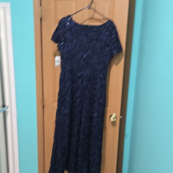Nwt Alex Evenings Midnight Blue Lace Dress 16p - Picture 6 of 6